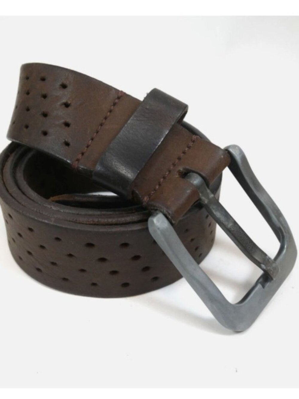 Vintage Leather Belt Perforated Full Grain Brown Men's Size 33
